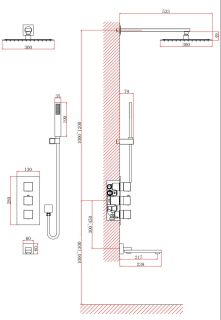 Душевая система DQ Bayern.Liszt DA2515605A04 с термостатом чёрный